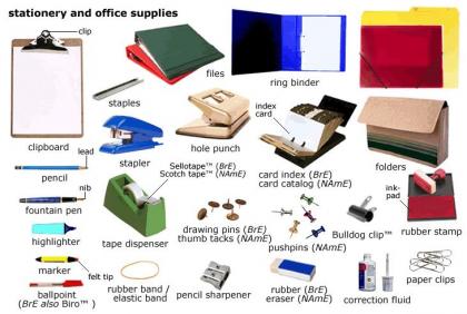 เครื่องเขียน อุปกรณ์สำนักงาน สเตชั่นเนอรี่ เครื่องใช้สำนักงาน พลาสติกเคลือบบัตร กรรไกร มีดคัตเตอร์ สมุดนามบัตร คลิปดำ
