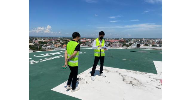 สำรวจพื้นที่ลานจอดเฮลิคอปเตอร์ และเข้าพบผู้อำนวยการโรงพยาบาลอุดรธานี