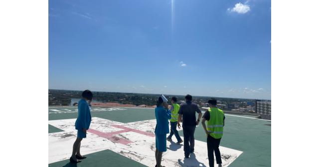 สำรวจพื้นที่ลานจอดเฮลิคอปเตอร์ และเข้าพบผู้อำนวยการโรงพยาบาลอุดรธานี